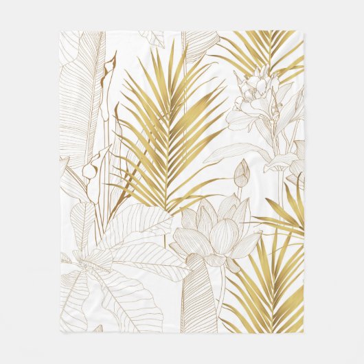 Couverture Polaire Tropical ligne florale exotique feuilles de palmie (Devant)