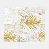 Couverture Polaire Tropical ligne florale exotique feuilles de palmie (Devant (Horizontal))