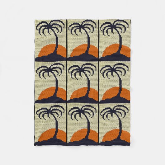 Couverture Polaire Tropical Palm Tree Orange Sunset Crochet Imprimer  (Devant)