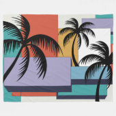 Couverture Polaire Tropical Palms on Geometric Sunset Background (Devant (Horizontal))