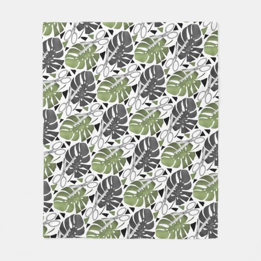 Couverture Polaire Tropical print monstera leaves scissors jungle exo (Devant)
