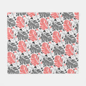 Couverture Polaire Tropical print monstera leaves scissors jungle exo (Devant (Horizontal))