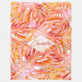 Couverture Polaire Tropical Terracotta Monstera Motif feuille moderne (Devant)