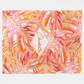 Couverture Polaire Tropical Terracotta Monstera Motif feuille moderne (Devant (Horizontal))