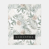 Couverture Polaire Tropical Watercolor Leaves & Flowers Pattern (Devant)