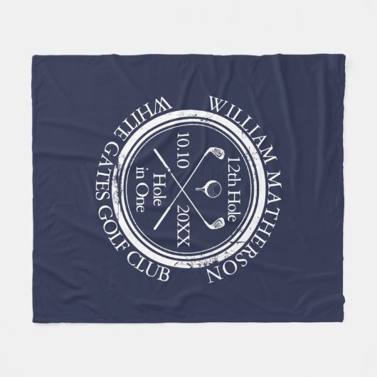 Couverture Polaire Trou de golf en un bleu royal personnalisé (Devant (Horizontal))