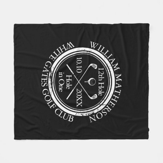 Couverture Polaire Trou de golf en une seule coutume noire et blanche (Devant (Horizontal))