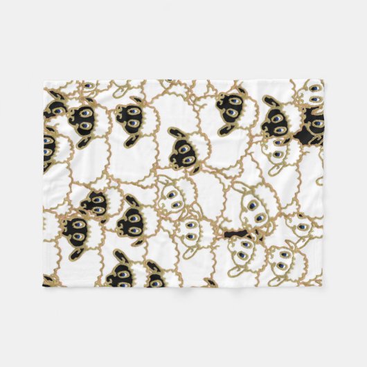 Couverture Polaire troupeau des moutons, noir et blanc (Devant (Horizontal))