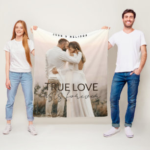Couverture Polaire True Love Couple Famille Photo Nom personnalisé