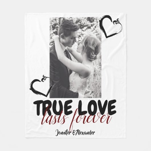 Couverture Polaire True Love Lasts Forever Hearts mignon Couple Photo (Devant)