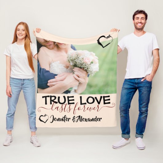 Couverture Polaire True Love Lasts Forever mous Couple Heart Photo (En situation)