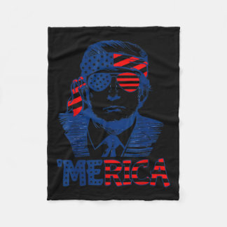 Couverture Polaire Trump est heureux 4 juillet Trump Drapeau américai