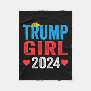 Couverture Polaire Trump Girl 2024 Mignonne Trump Drapeau Femmes fill