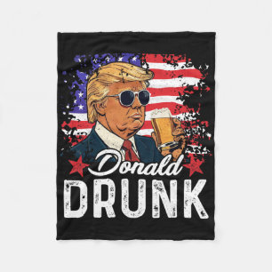 Couverture Polaire Trump ivre boit de la bière 4 juillet drapeau amér