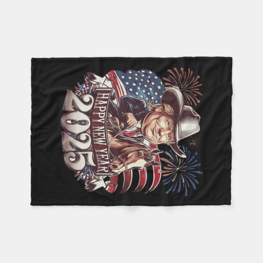 Couverture Polaire Trump Nouvel An 2025 Cheval patriotique Trump Amér (Devant (Horizontal))
