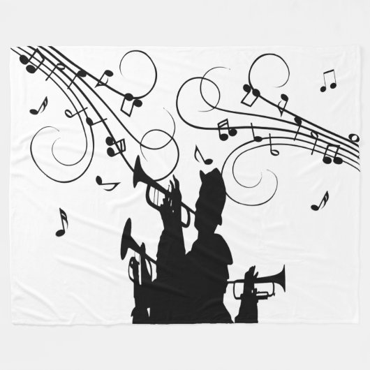 Couverture Polaire Trumpet Section Musique noire et blanche (Devant (Horizontal))