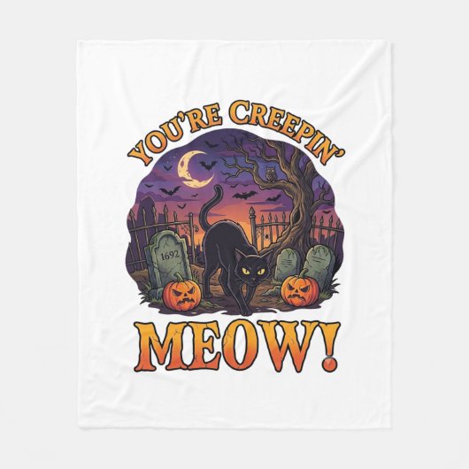 Couverture Polaire Tu me fais froid dans le dos Chat noir d'Halloween (Devant)