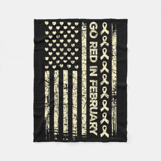 Couverture Polaire Tu Red Ribbon Heart Disease Awareness Don America (Devant)