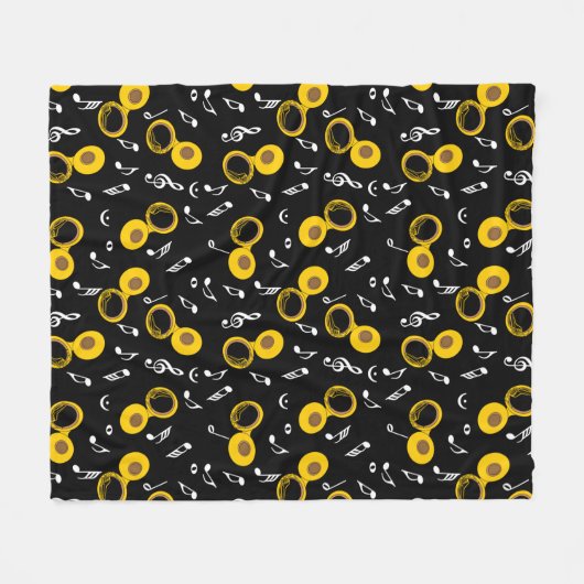 Couverture Polaire Tuba Music Notes Motif (Devant (Horizontal))