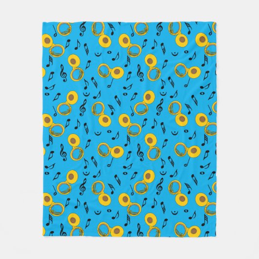Couverture Polaire Tuba Music Notes Motif (Devant)