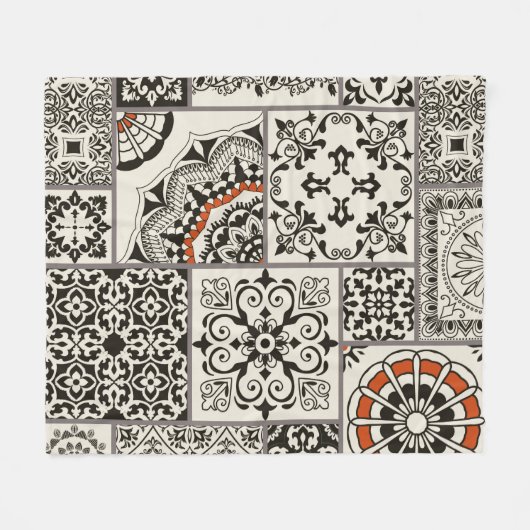 Couverture Polaire Tuile en patchwork sans couture avec Islam, arabe, (Devant (Horizontal))