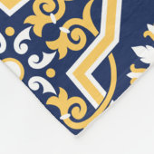 Couverture Polaire Tuile marocaine arabesque blanche or bleu complexe (Coin)