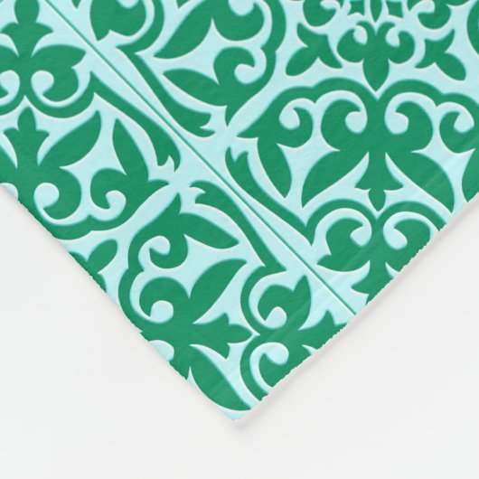 Couverture Polaire Tuile marocaine - turquoise et aqua (Coin)