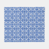 Couverture Polaire Tuiles marocaines - bleu cobalt et blanc (Devant (Horizontal))