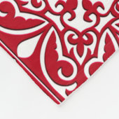 Couverture Polaire Tuiles marocaines - rouge foncé et blanc (Coin)