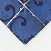 Couverture Polaire Tuiles portugaises - Azulejo Blue Floral Leaf Desi (Coin)