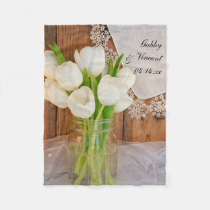 Couverture Polaire Tulipes blanches rustiques Mariage de la grange