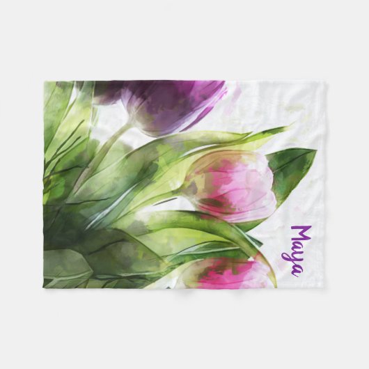 Couverture Polaire Tulipes colorées (Devant (Horizontal))