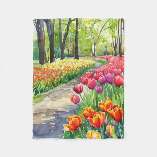 Couverture Polaire Tulipes dans le parc (Devant)