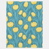 Couverture Polaire Tulipes en bleu et jaune (Devant)