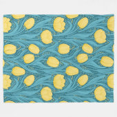 Couverture Polaire Tulipes en bleu et jaune (Devant (Horizontal))