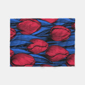 Couverture Polaire Tulipes en rouge et bleu (Devant (Horizontal))