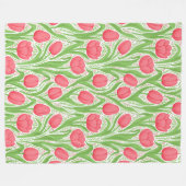 Couverture Polaire Tulipes en rouge et vert (Devant (Horizontal))