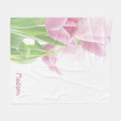 Couverture Polaire Tulipes roses (Devant (Horizontal))