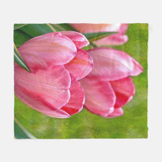 Couverture Polaire Tulipes roses (Devant (Horizontal))