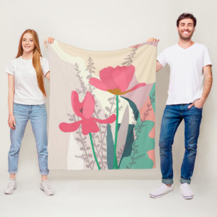 Couverture Polaire Tulipes roses Blocs de couleurs artistiques modern
