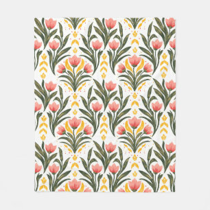 Couverture Polaire Tulipes roses et verdure