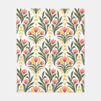 Couverture Polaire Tulipes roses et verdure