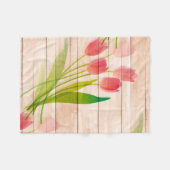 Couverture Polaire Tulipes rouges sur Arrière - plan de bois propre (Devant (Horizontal))