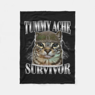 Couverture Polaire Tummy Ache Survivor Funny Chat Meme Citation Sarca