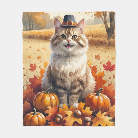 Couverture Polaire Turc Angora Chat Automne Quitte L'Art Thanksgiving (Devant)