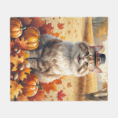 Couverture Polaire Turc Angora Chat Automne Quitte L'Art Thanksgiving (Devant (Horizontal))