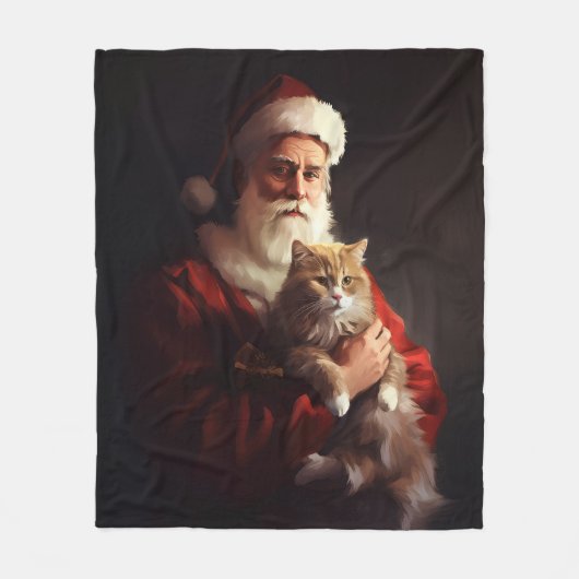 Couverture Polaire Turc Angora Chat Santa Claus Festif Noël (Devant)