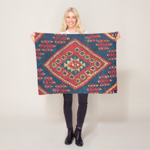 Couverture Polaire Turc Kilim Tapis tapis Antique Rouge Bleu