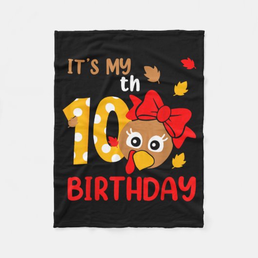 Couverture Polaire Turkey 10th Birthday Autumn Thanksgiving Party Boy (Devant)