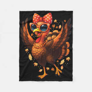 Couverture Polaire Turkey Dancing Turkey Day Womens Fall Cute Bow Tha